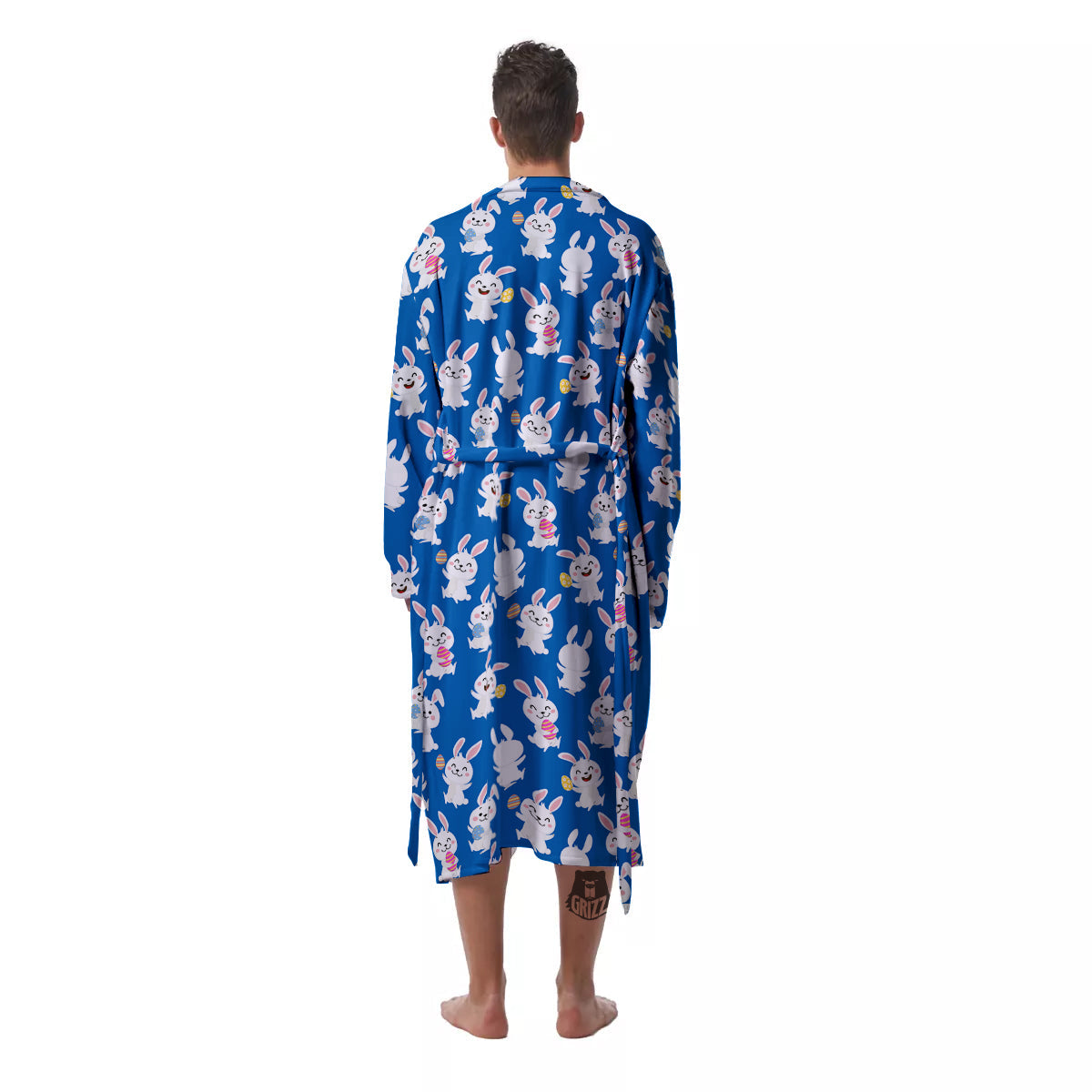 Cute Rabbit Print Pattern Men's Robe-grizzshop