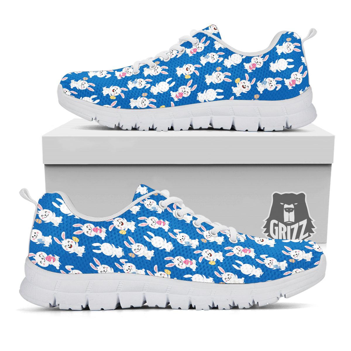 Cute Rabbit Print Pattern White Sneaker-grizzshop