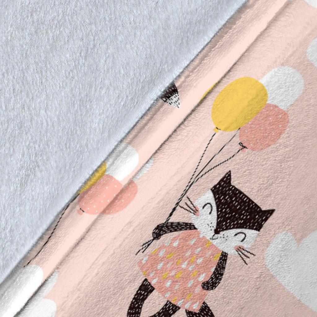 Cute Raccoon Hot Air Balloon Pattern Print Blanket-grizzshop