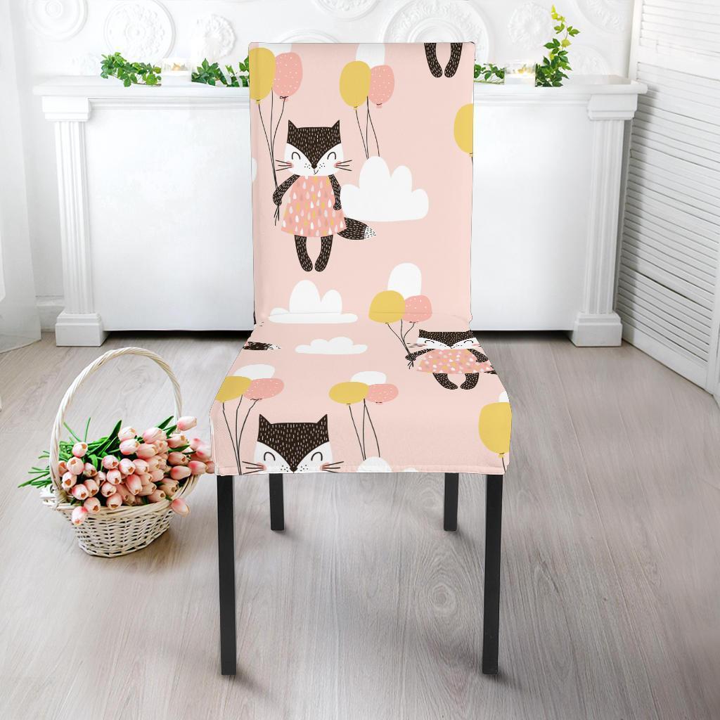 Cute Raccoon Hot Air Balloon Pattern Print Chair Cover-grizzshop