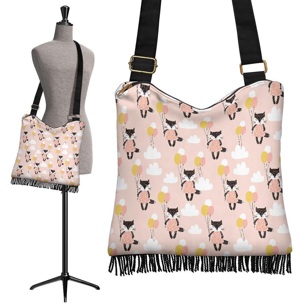 Cute Raccoon Hot Air Balloon Pattern Print Crossbody Bags-grizzshop