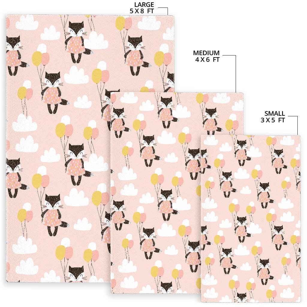 Cute Raccoon Hot Air Balloon Pattern Print Floor Mat-grizzshop