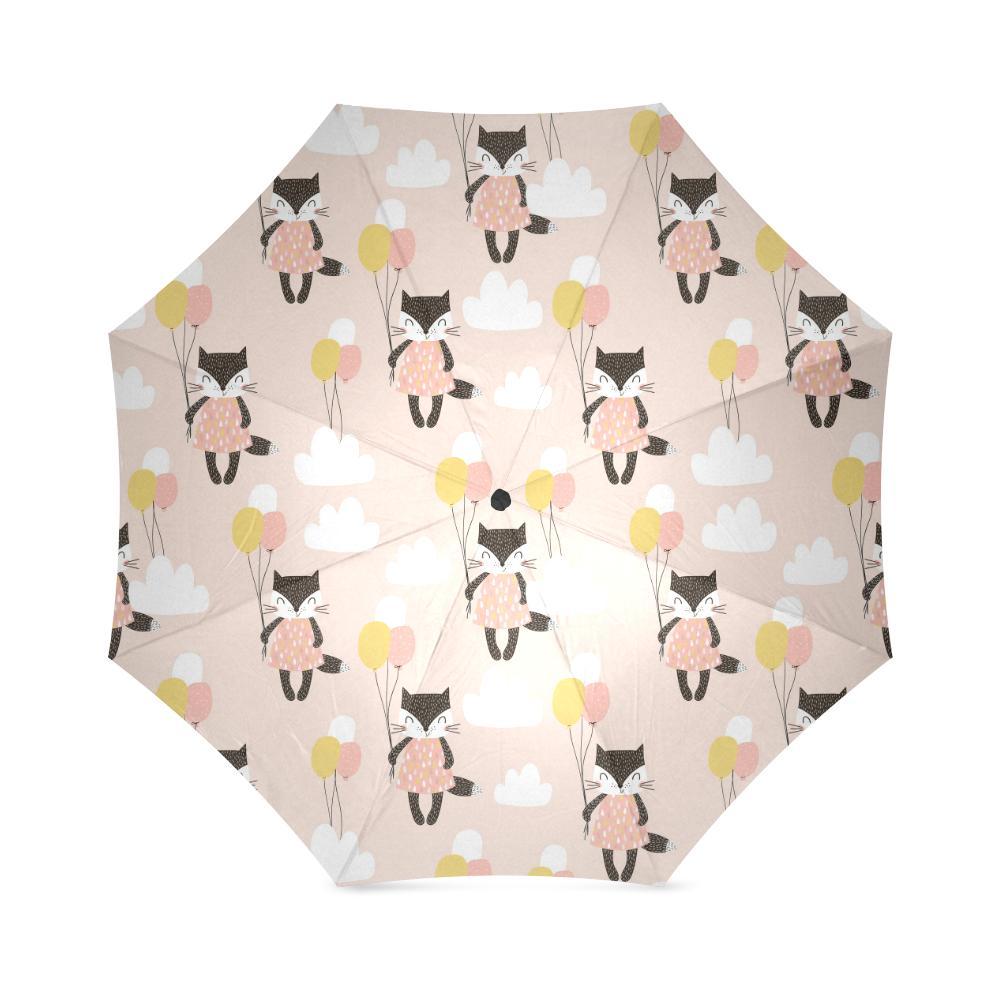 Cute Raccoon Hot Air Balloon Pattern Print Foldable Umbrella-grizzshop