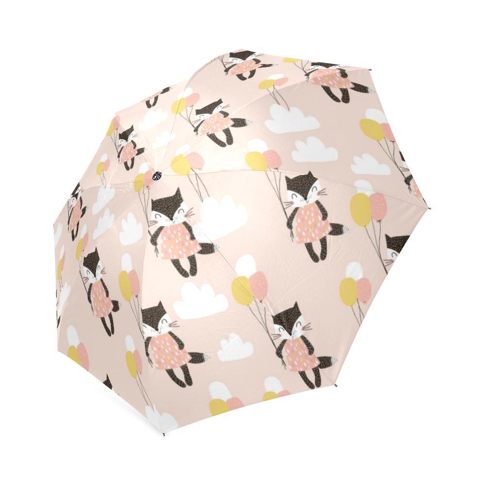 Cute Raccoon Hot Air Balloon Pattern Print Foldable Umbrella-grizzshop