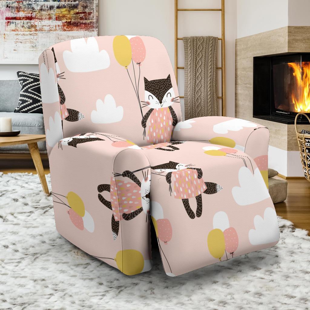 Cute Raccoon Hot Air Balloon Pattern Print Recliner Cover-grizzshop