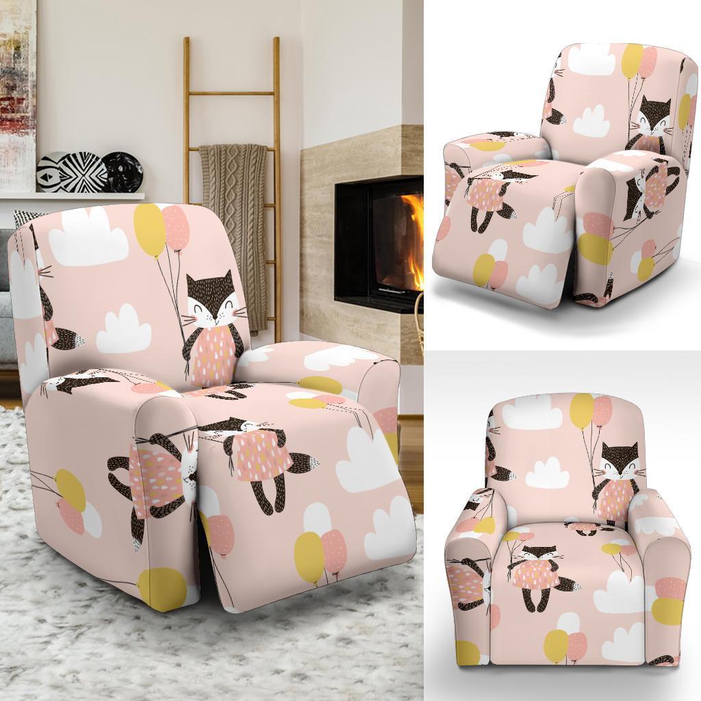 Cute Raccoon Hot Air Balloon Pattern Print Recliner Cover-grizzshop