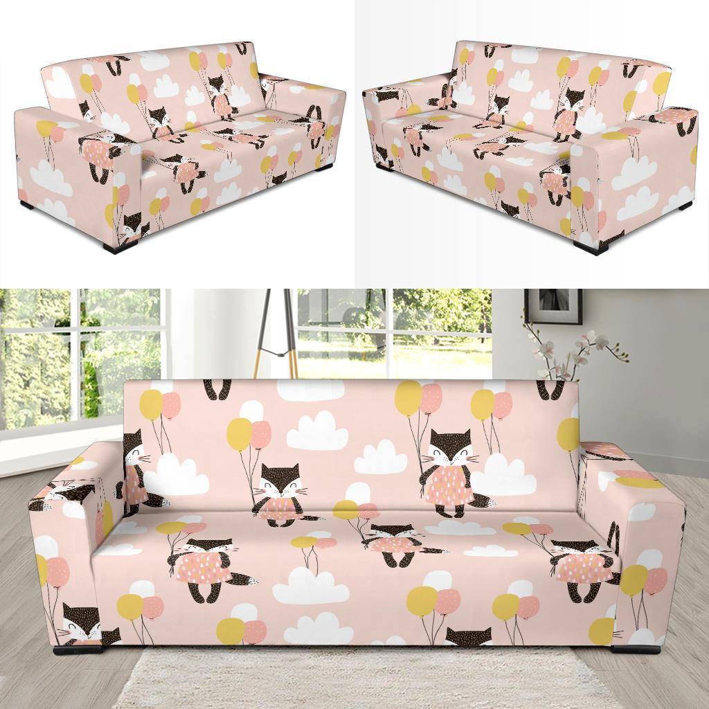 Cute Raccoon Hot Air Balloon Pattern Print Sofa Covers-grizzshop