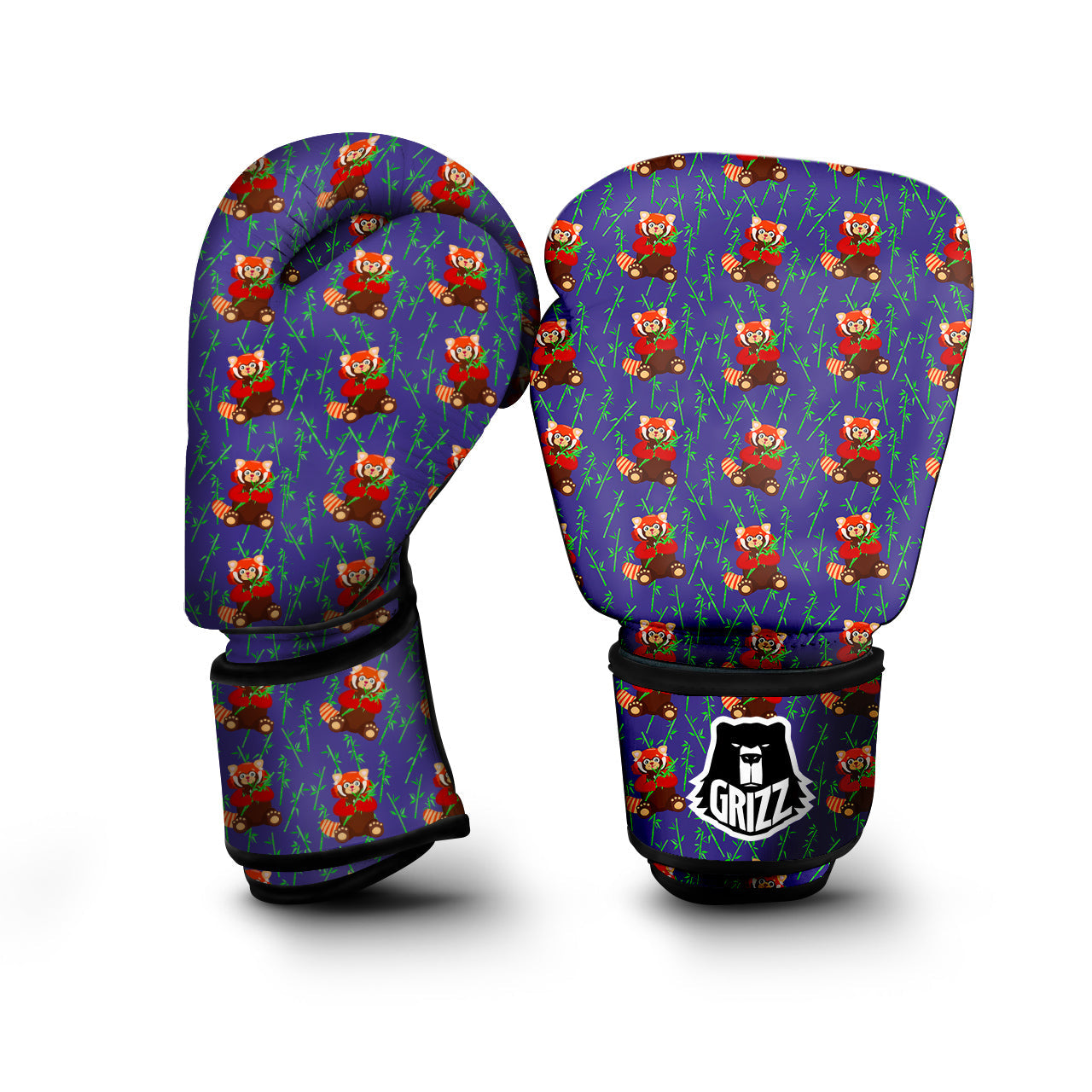Cute Red Raccoon And Bamboo Print Pattern Boxing Gloves-grizzshop