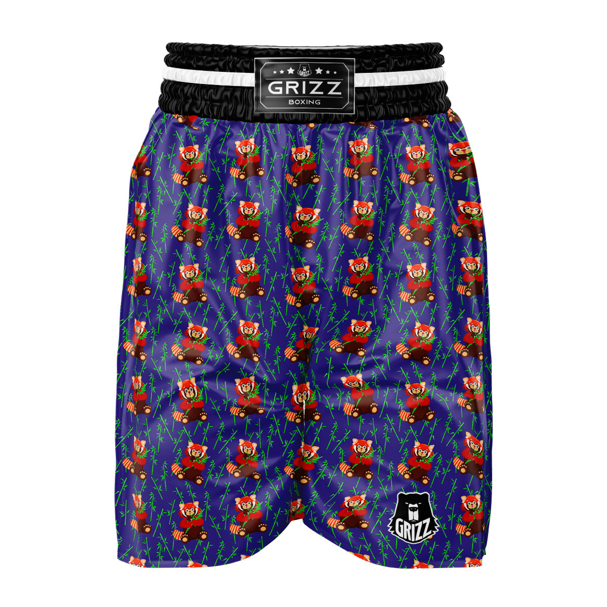 Cute Red Raccoon And Bamboo Print Pattern Boxing Shorts-grizzshop
