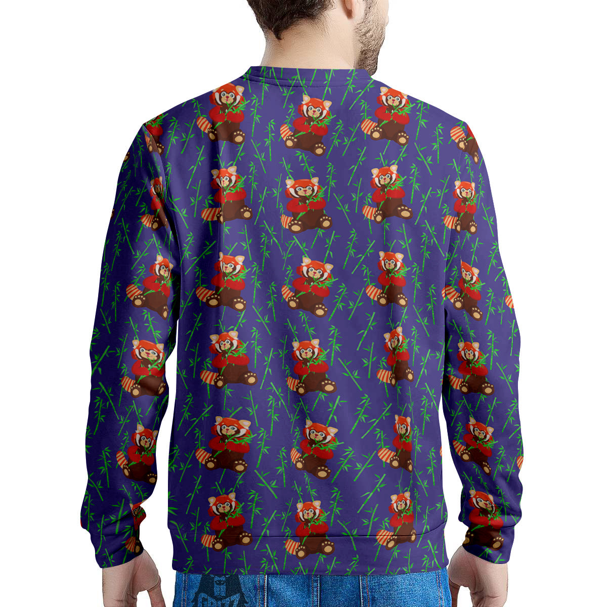 Cute Red Raccoon And Bamboo Print Pattern Men's Sweatshirt-grizzshop