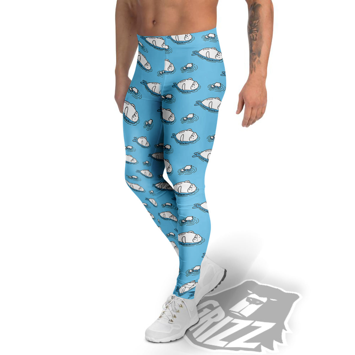 Cute Seal Swim Print Pattern Men's Leggings-grizzshop