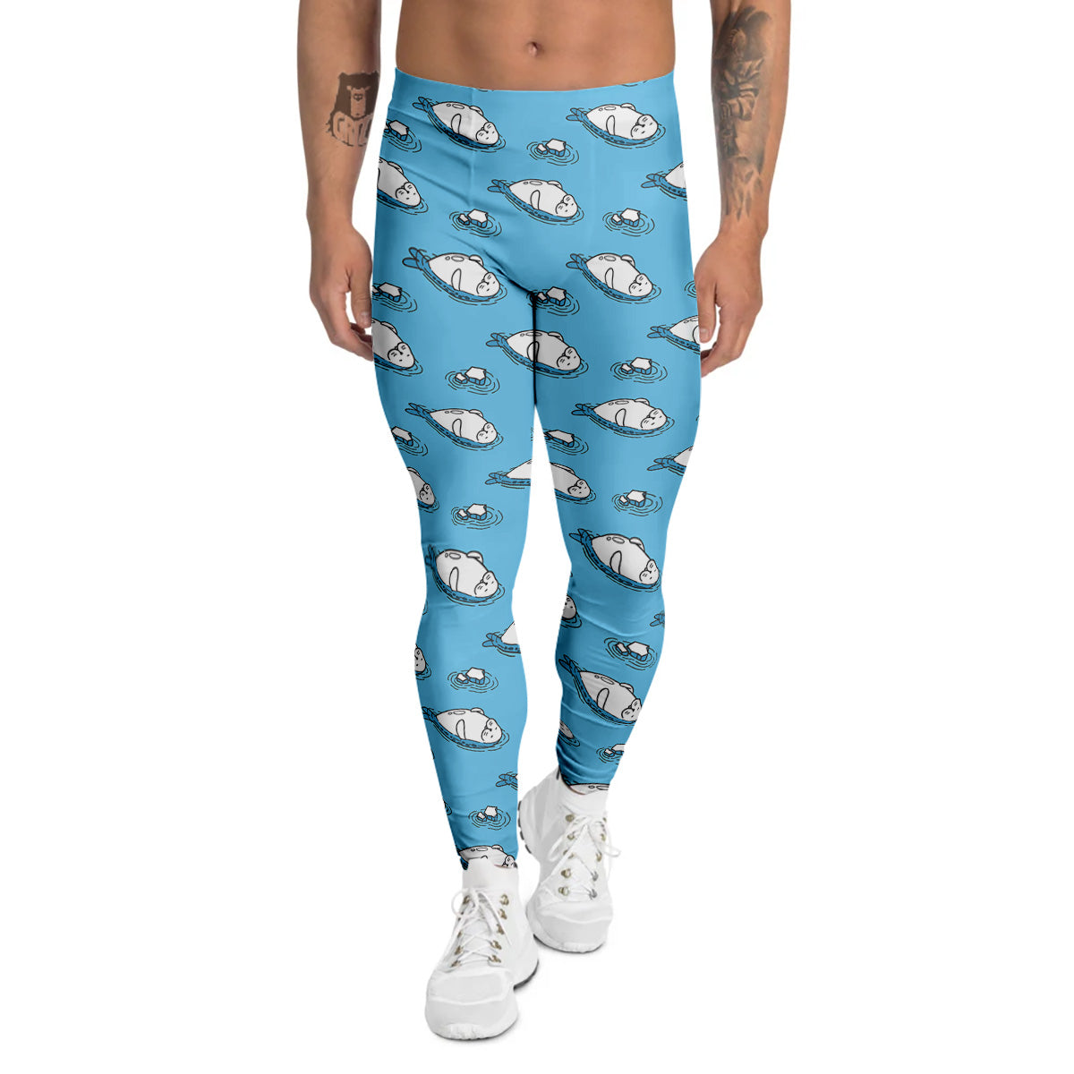 Cute Seal Swim Print Pattern Men's Leggings-grizzshop