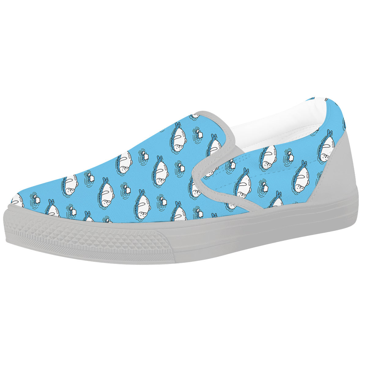 Cute Seal Swim Print Pattern White Slip On Shoes-grizzshop