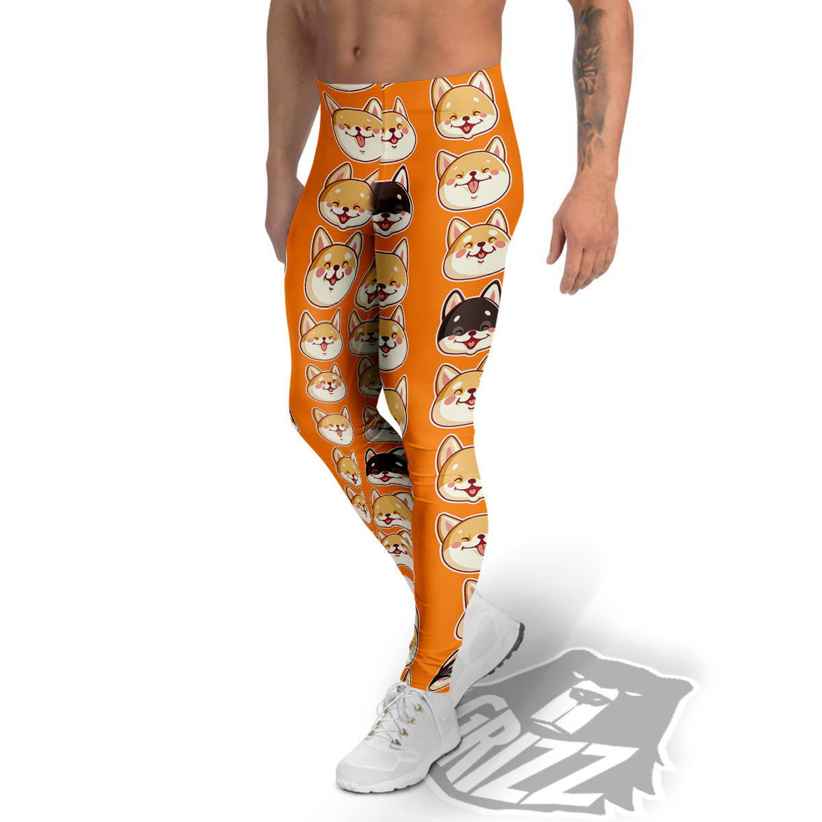 Cute Siberian And Cute Shiba Print Pattern Men's Leggings-grizzshop