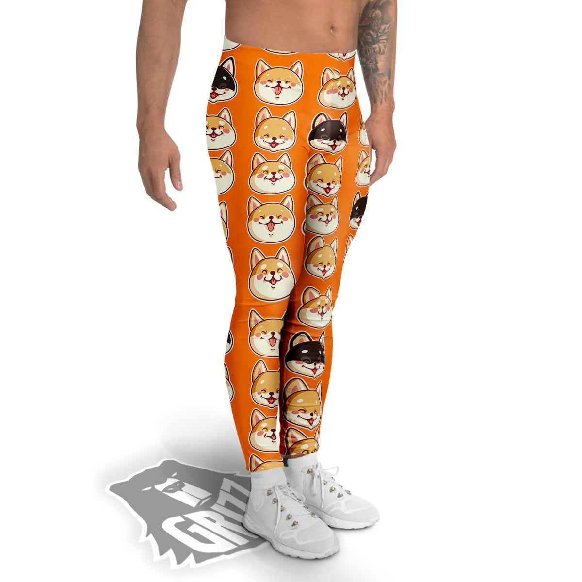 Cute Siberian And Cute Shiba Print Pattern Men's Leggings-grizzshop