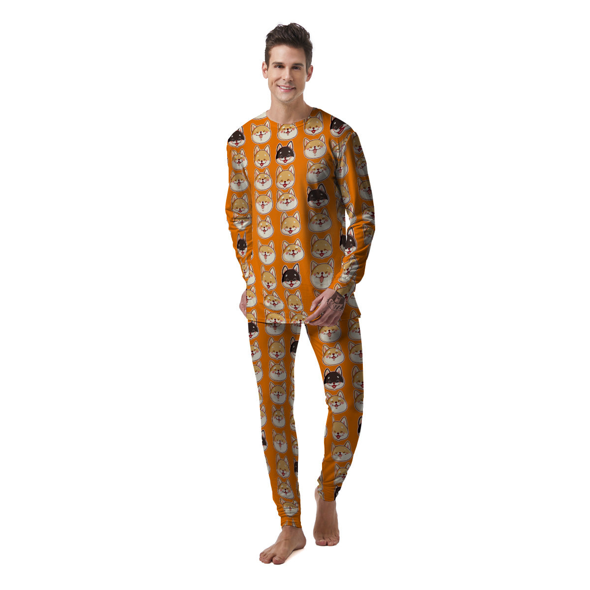 Cute Siberian And Cute Shiba Print Pattern Men's Pajamas-grizzshop