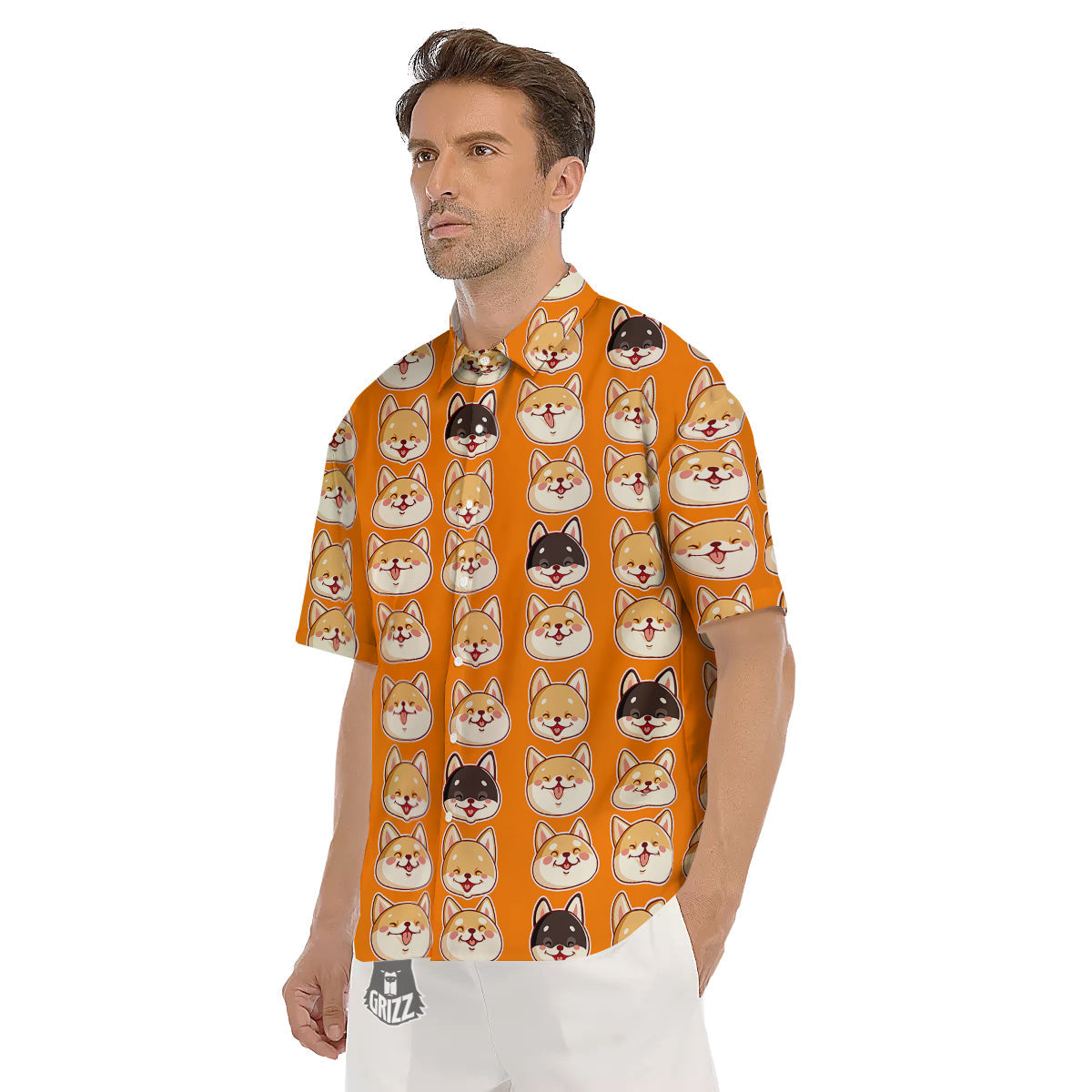 Cute Siberian And Cute Shiba Print Pattern Men's Short Sleeve Shirts-grizzshop