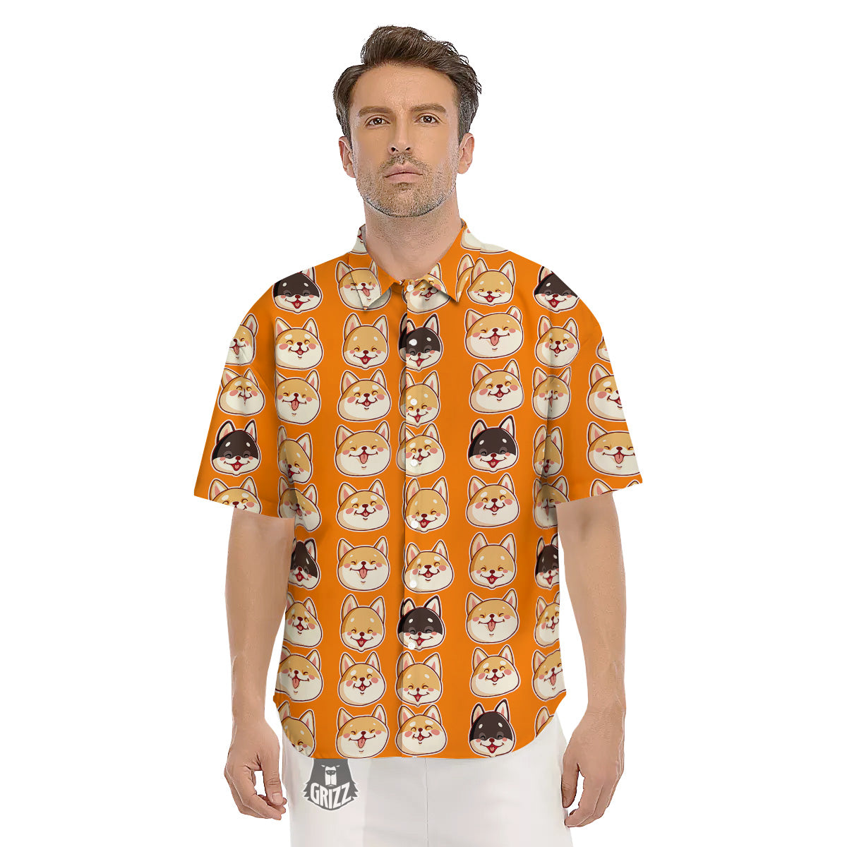 Cute Siberian And Cute Shiba Print Pattern Men's Short Sleeve Shirts-grizzshop