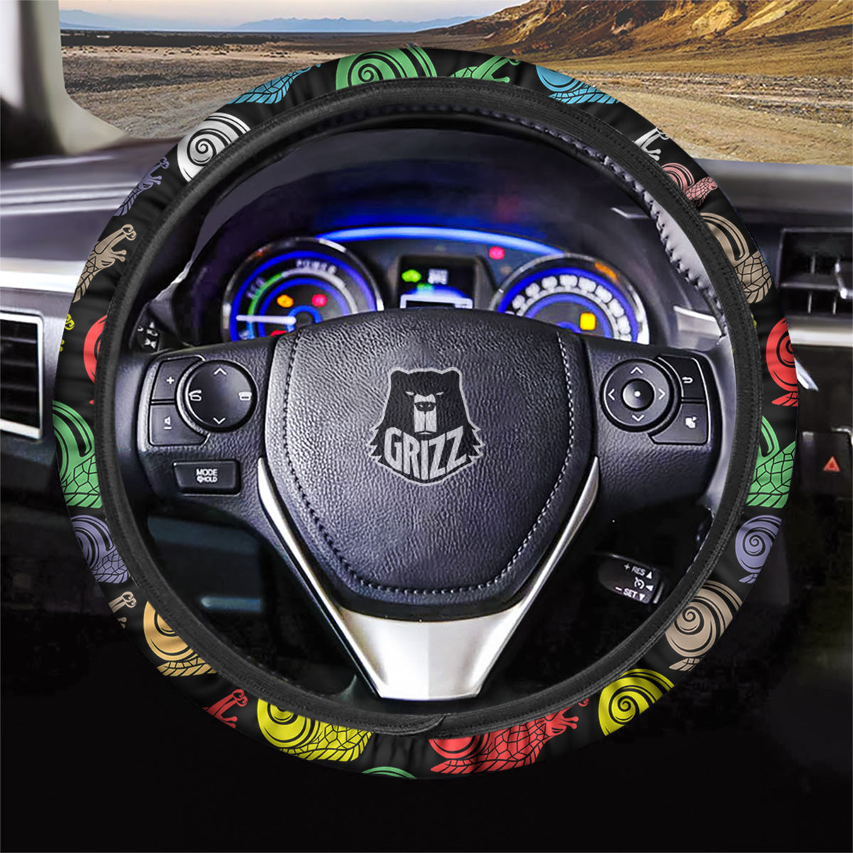 Cute Snails Colorful Print Pattern Car Steering Wheel Cover-grizzshop