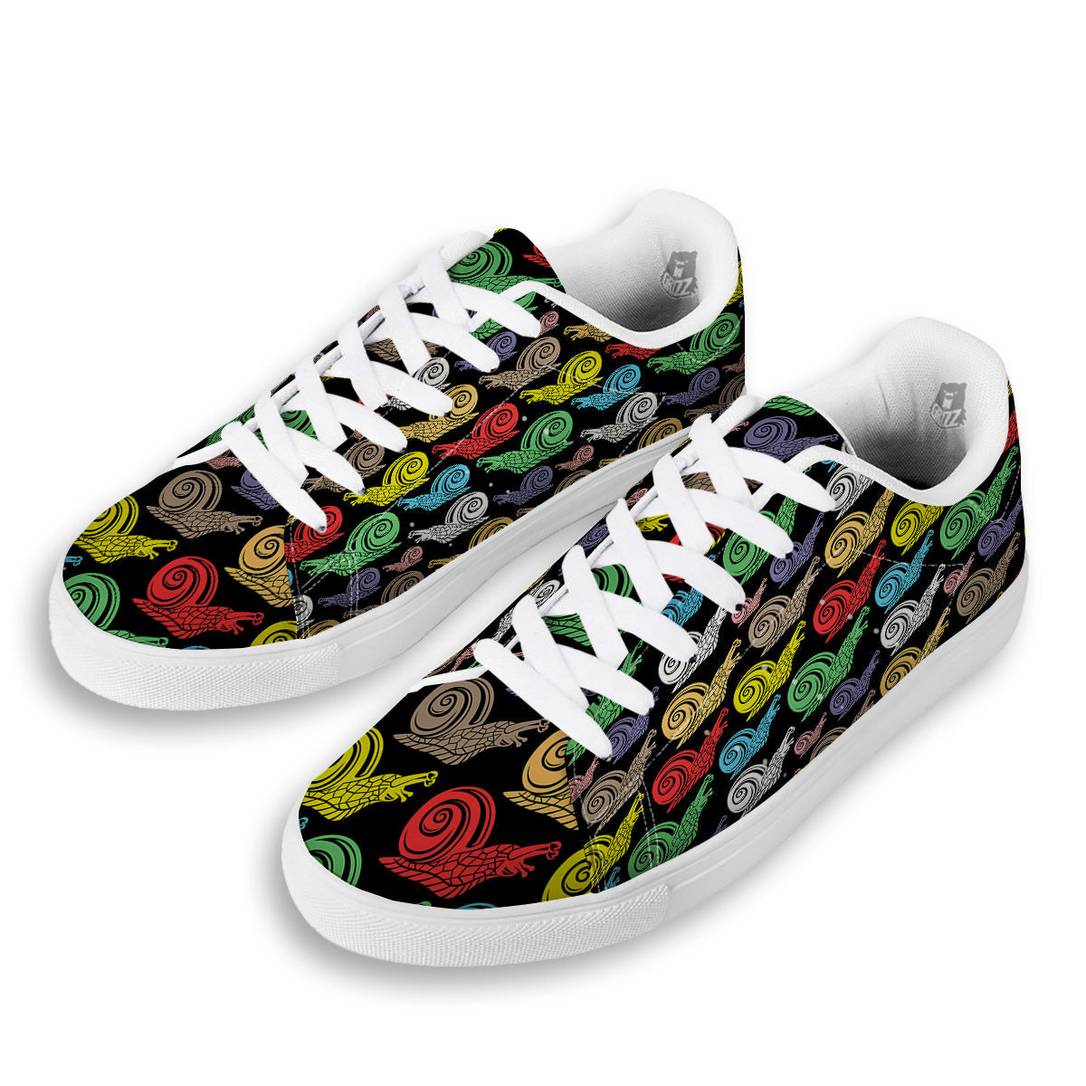 Cute Snails Colorful Print Pattern White Low Top Sneakers-grizzshop