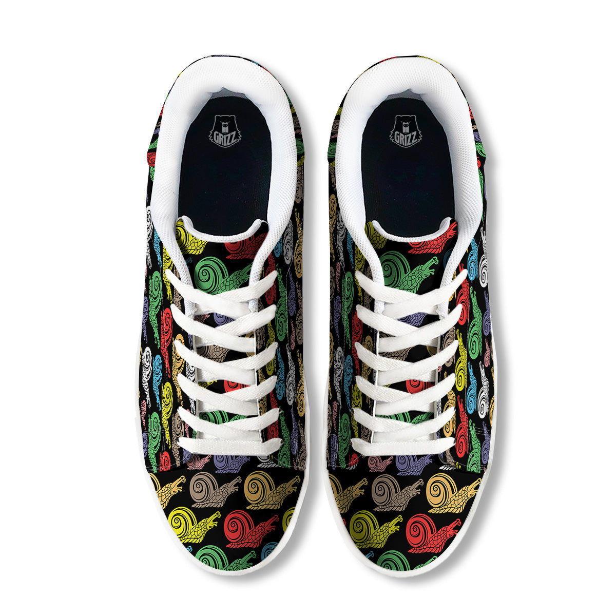 Cute Snails Colorful Print Pattern White Low Top Sneakers-grizzshop