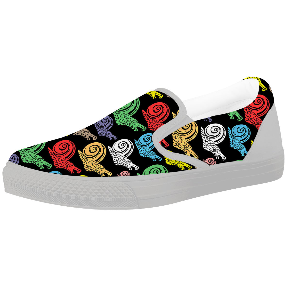 Cute Snails Colorful Print Pattern White Slip On Shoes-grizzshop