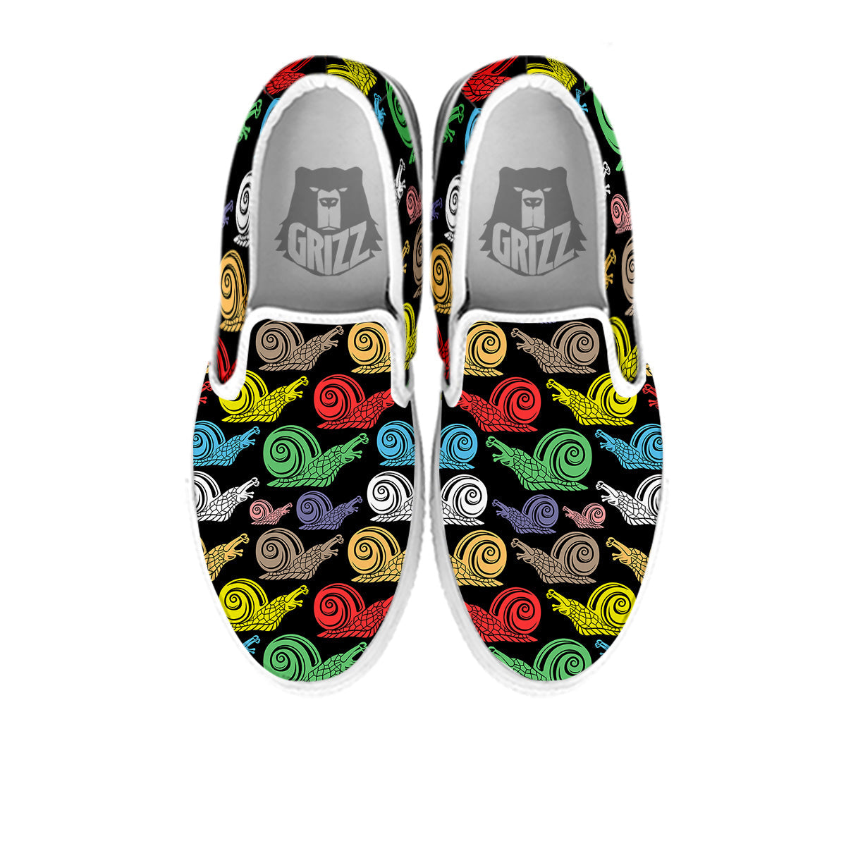 Cute Snails Colorful Print Pattern White Slip On Shoes-grizzshop