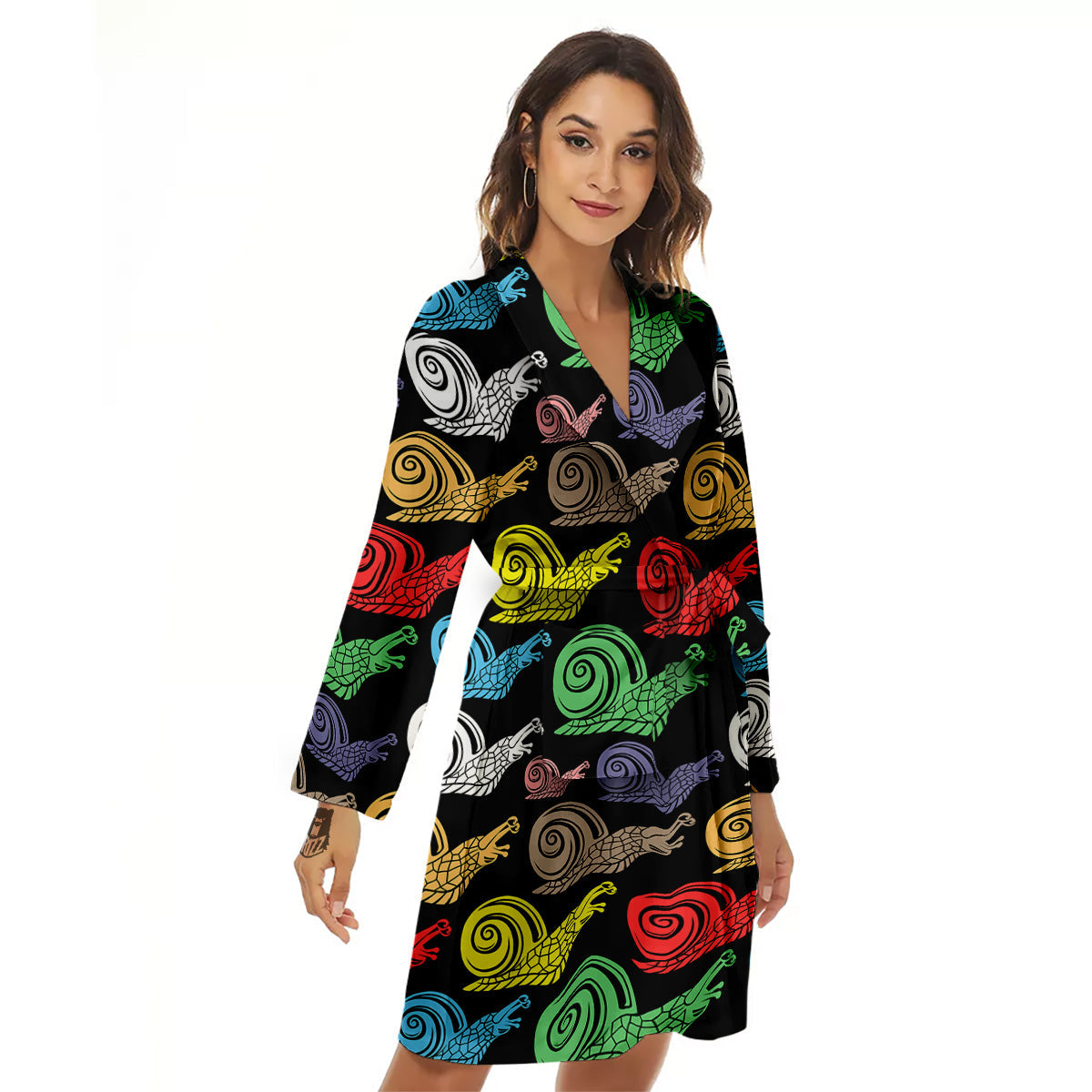 Cute Snails Colorful Print Pattern Women's Robe-grizzshop