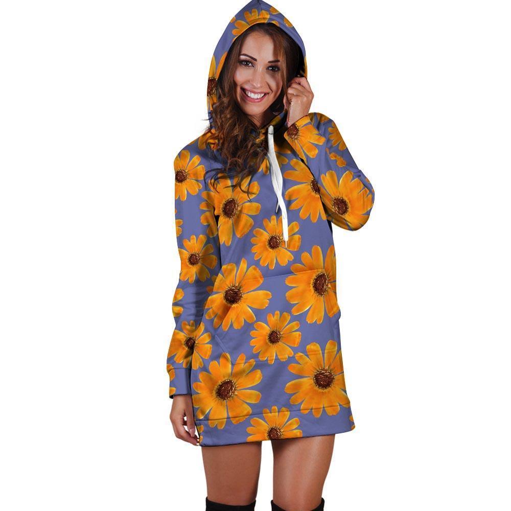 Cute Sunflower Hoodie Dress-grizzshop