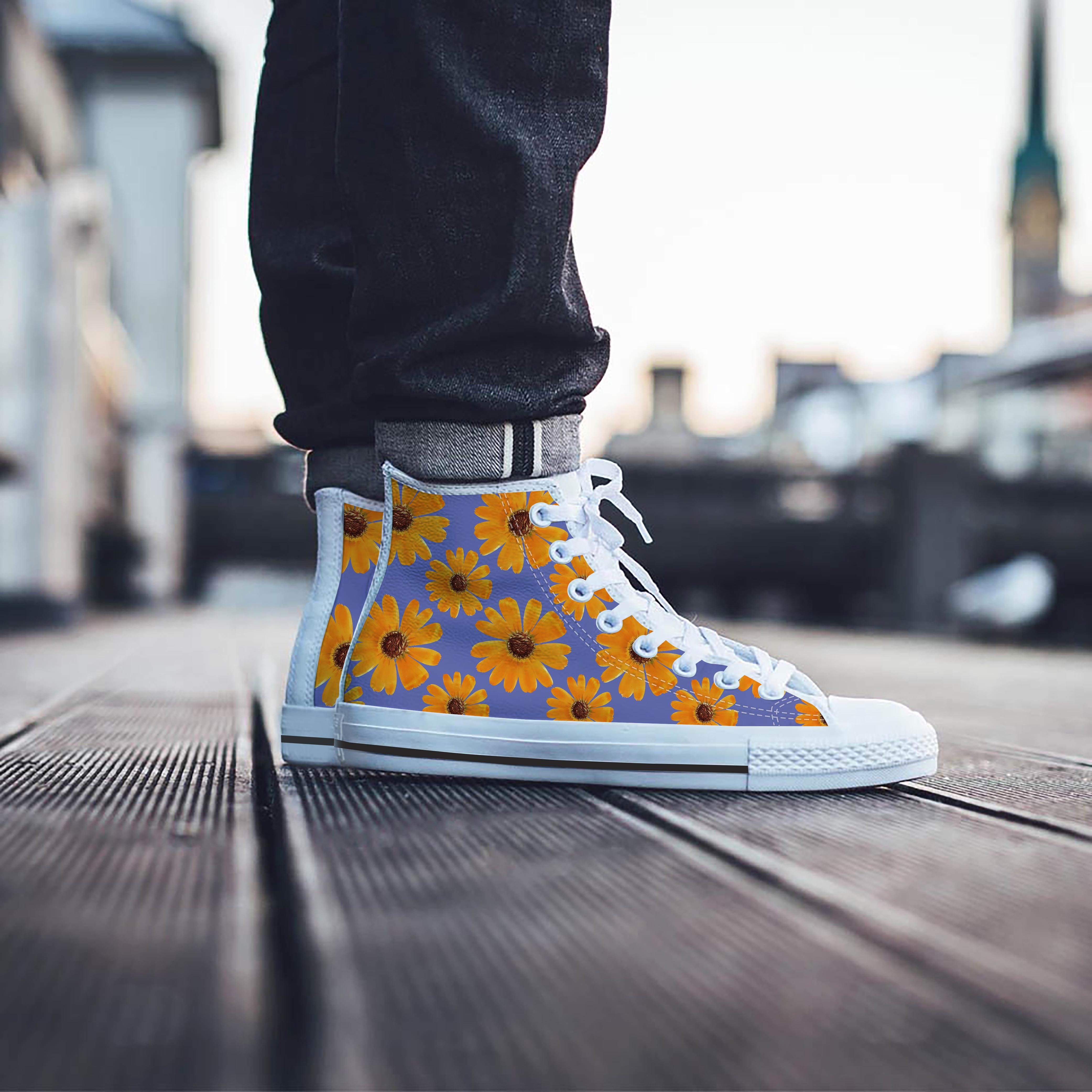 Cute Sunflower Men's High Top Shoes-grizzshop