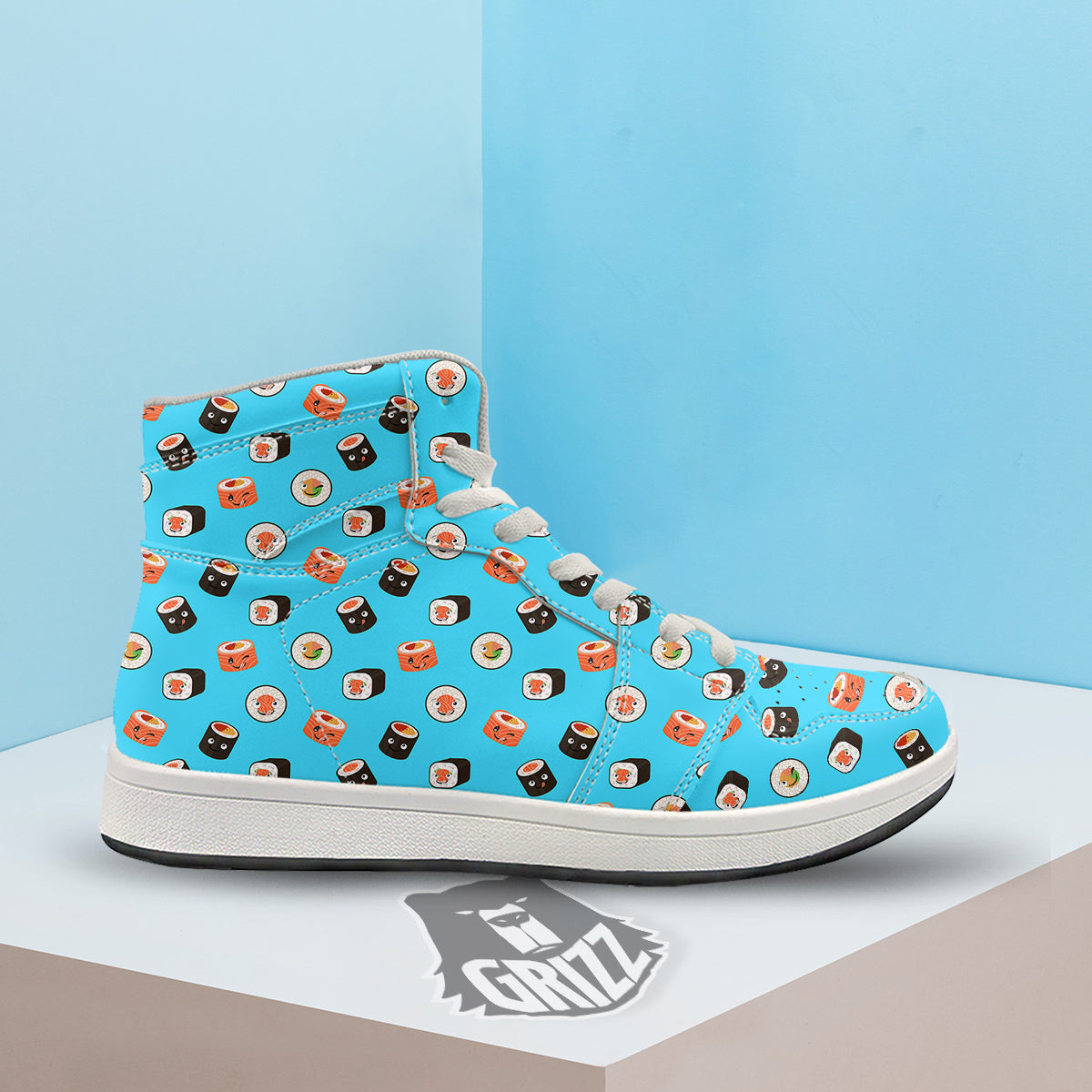 Cute Sushi Rolls Print Pattern High Top Sneakers-grizzshop