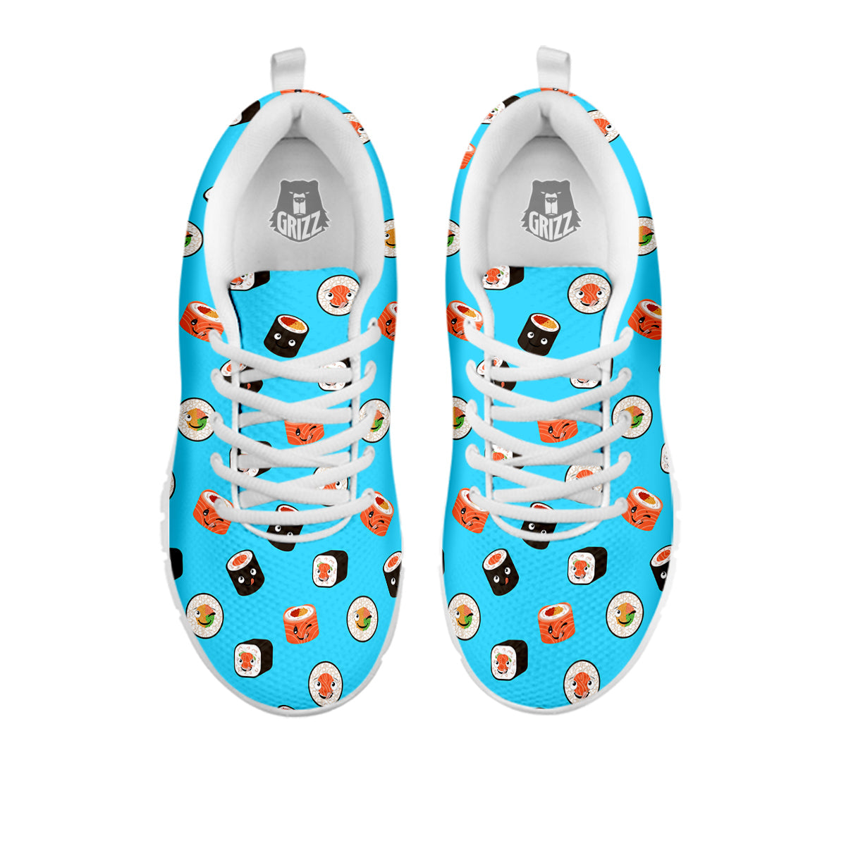 Cute Sushi Rolls Print Pattern White Sneaker-grizzshop