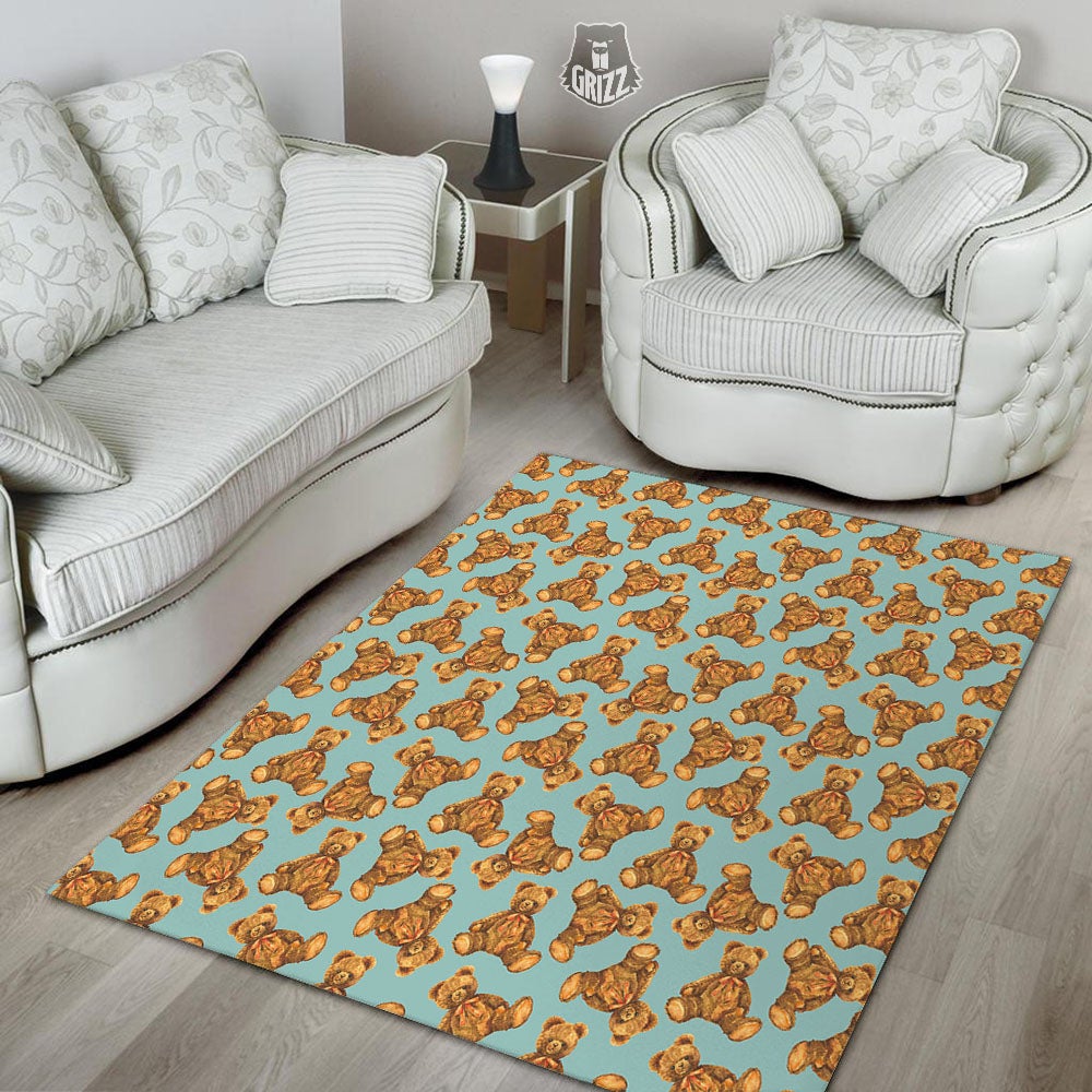 Cute Teddy Bear Print Pattern Floor Mat-grizzshop