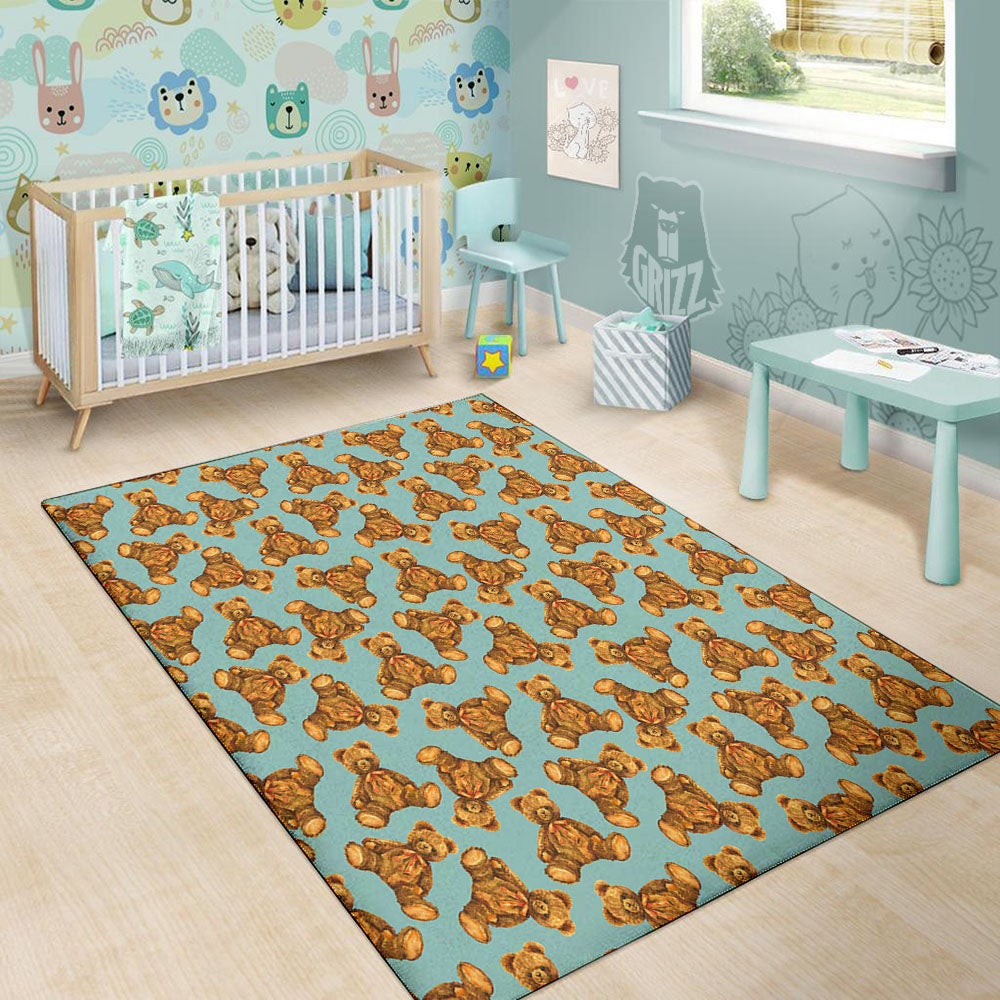 Cute Teddy Bear Print Pattern Floor Mat-grizzshop