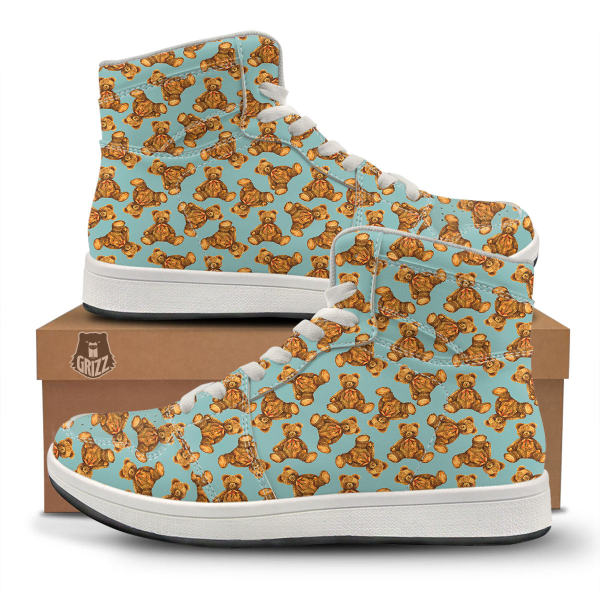 Cute Teddy Bear Print Pattern High Top Sneakers-grizzshop
