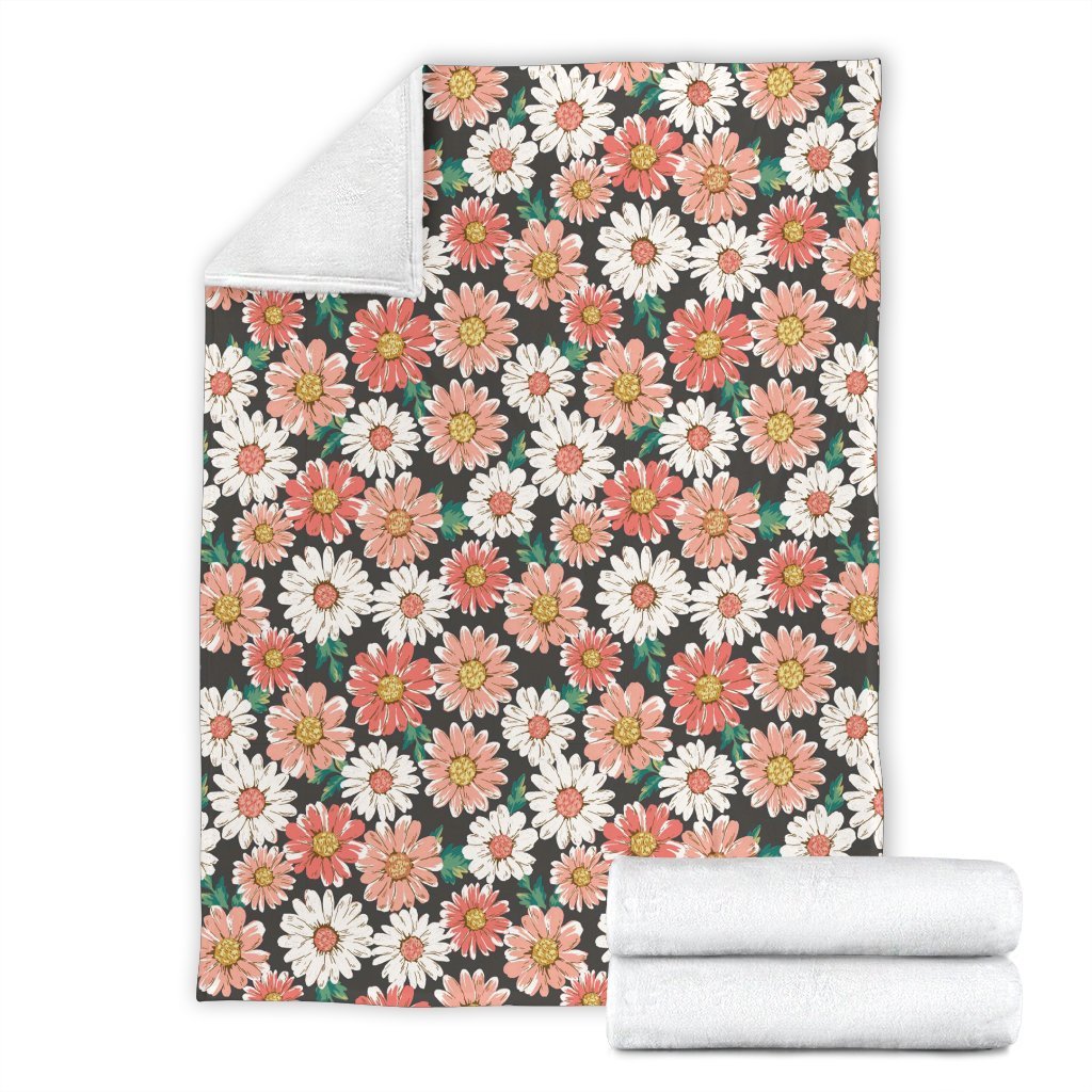 Cute White Pink Daisy Pattern Print Blanket-grizzshop