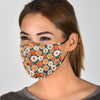 Cute White Pink Daisy Pattern Print Face Mask-grizzshop