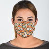 Cute White Pink Daisy Pattern Print Face Mask-grizzshop