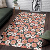 Cute White Pink Daisy Pattern Print Floor Mat-grizzshop