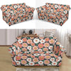 Cute White Pink Daisy Pattern Print Loveseat Cover-grizzshop