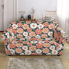 Cute White Pink Daisy Pattern Print Loveseat Cover-grizzshop