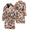 Cute White Pink Daisy Pattern Print Men Long Robe-grizzshop