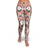 Cute White Pink Daisy Pattern Print Pattern Women Leggings-grizzshop