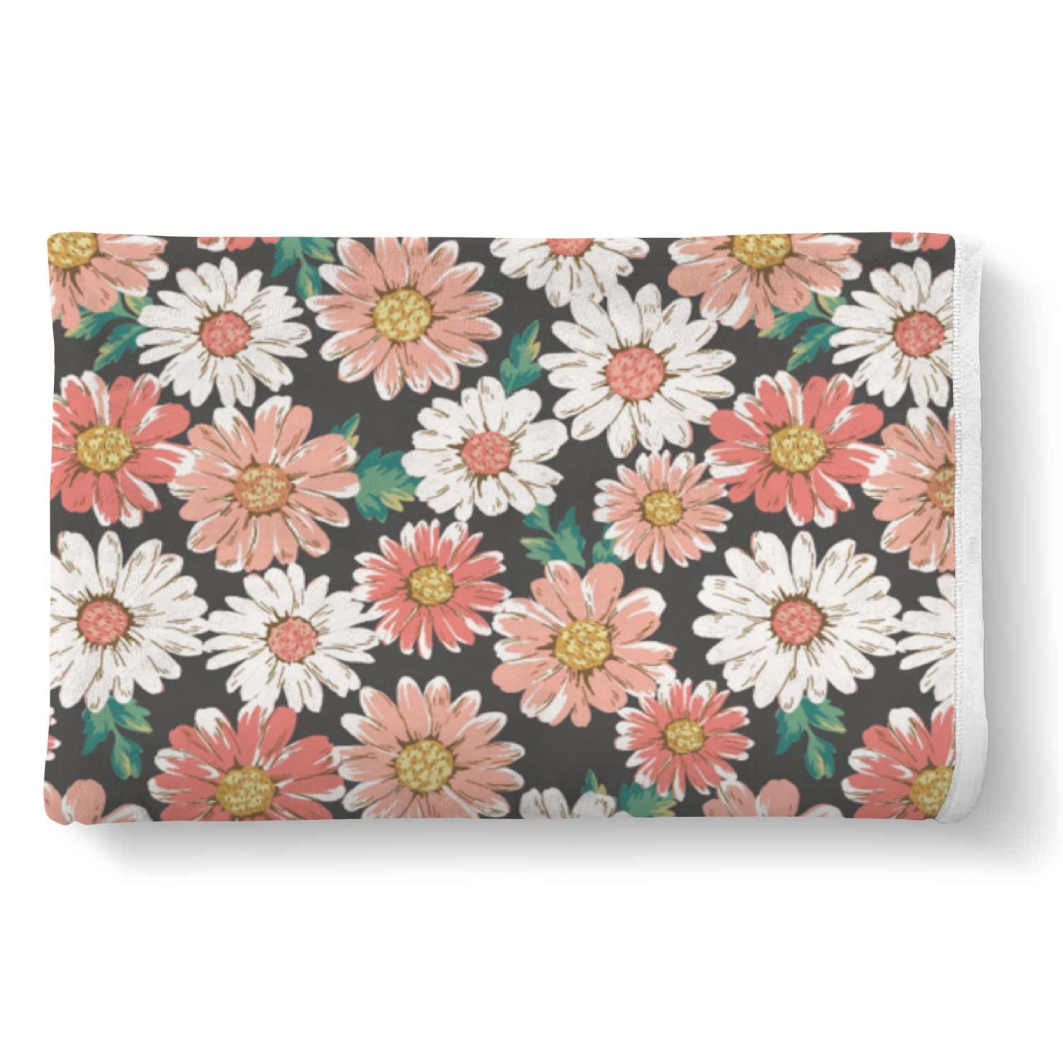 Cute White Pink Daisy Pattern Print Throw Blanket-grizzshop