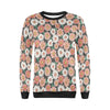 Cute White Pink Daisy Pattern Print Women Crewneck Sweatshirt-grizzshop