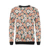 Cute White Pink Daisy Pattern Print Women Crewneck Sweatshirt-grizzshop