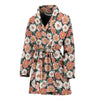 Cute White Pink Daisy Pattern Print Women Long Robe-grizzshop