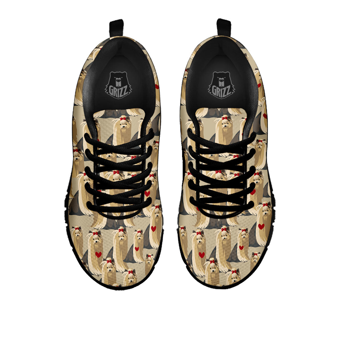 Cute Yorkshire Terrier Print Pattern Black Sneaker-grizzshop