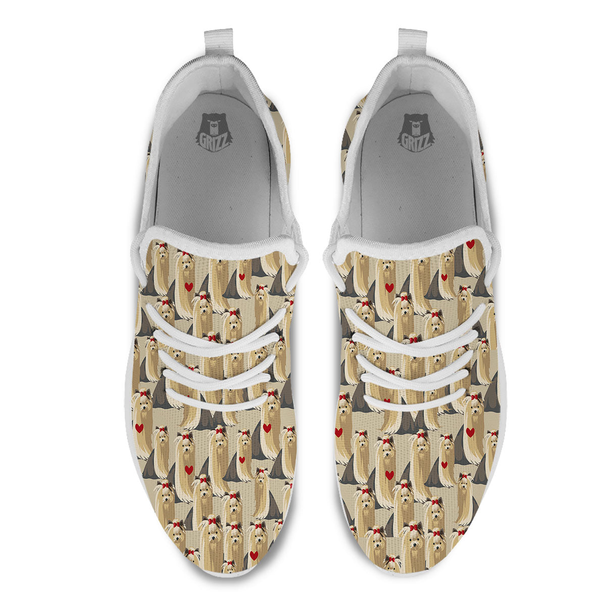 Cute Yorkshire Terrier Print Pattern White Athletic Shoes-grizzshop