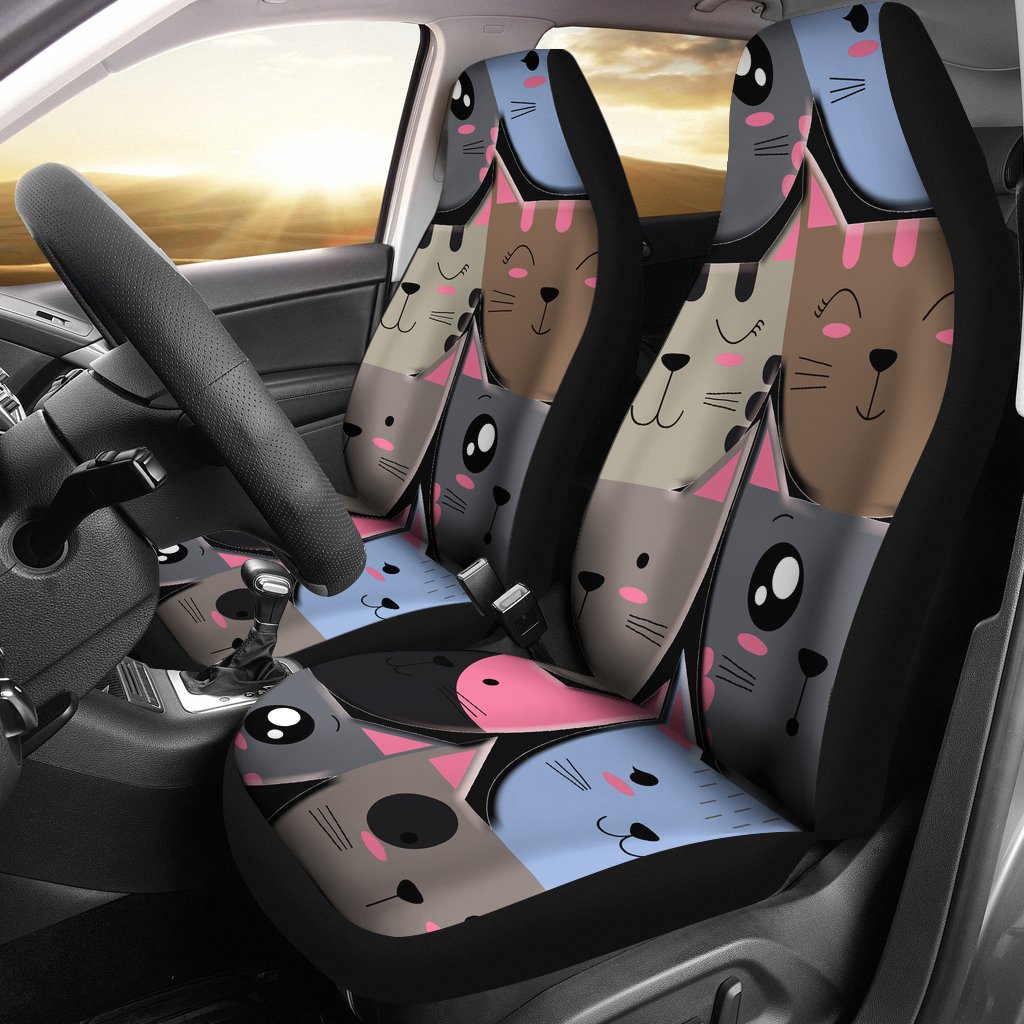 Cute cat faces Car Seat Cover-grizzshop